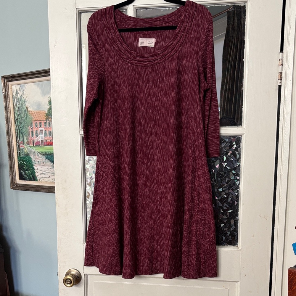 Anthropologie Burgundy 3/4 Sleeve Dress
